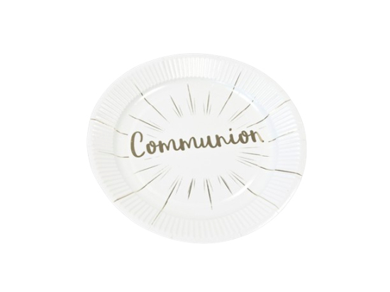 Assiette en carton "Communion" impression métallisée argent