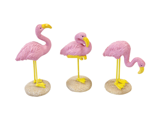 FLAMANT ROSE RESINE PIECE (3 ASSORTIS)