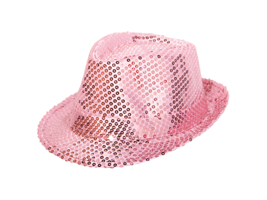 Chapeau Trilby Rose à Paillettes