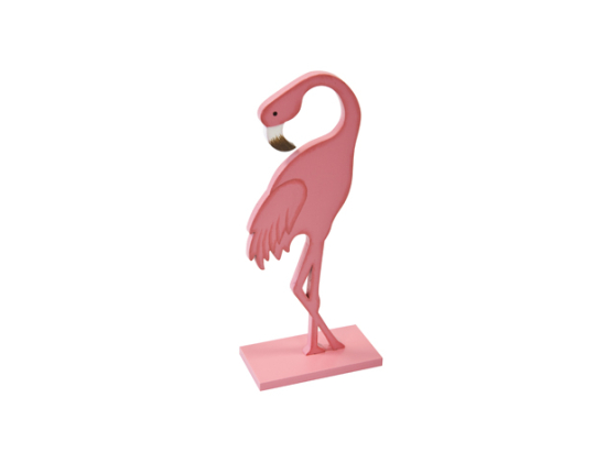 FLAMANT ROSE BOIS SUR SUPPORT (GM)