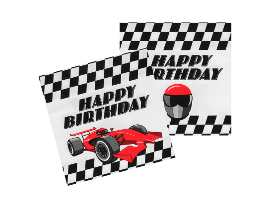 Set 20 serviettes en papier formule 1 happy birthday