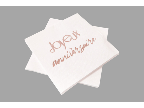 SERVIETTE PAPIER IMP. METAL JOYEUX ANNIVERSAIRE 33 cm x 33 cm - 3 plis (x 20) ROG