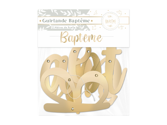 Guirlande lettres "Baptême" or