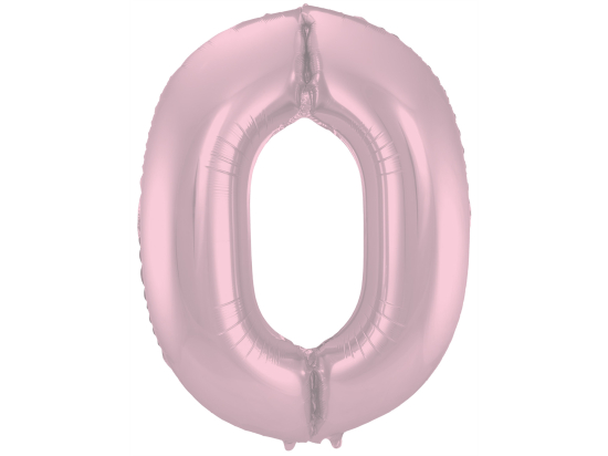 Ballon aluminium Chiffre 0 Rose Pastel Mate Métallique - 86 cm