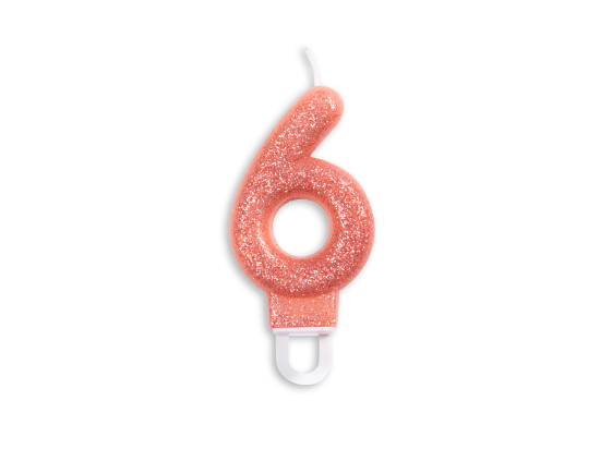 Number candle glitter rose gold nr. 6