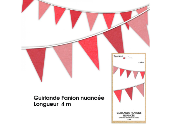 Guirlande Fanion Nuancée - Couleur : Rouge