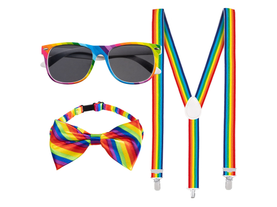 Set d'accessoires multicolore (lunettes party, noeud papillon et bretelles)