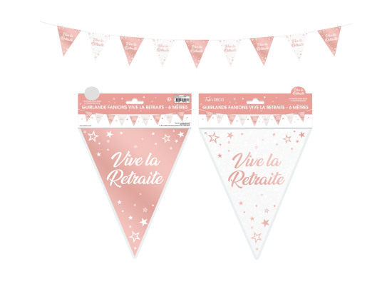 Guirlande Fanion Anniversaire Métallique Rose Gold - Tous les évènements de la vie : Vive la retraite