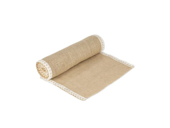 CHEMIN DE TABLE JUTE ET DENTELLE 36CM X 5M