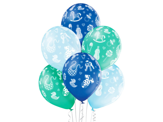 Ballons Baby By bleus et verts 6 pcs