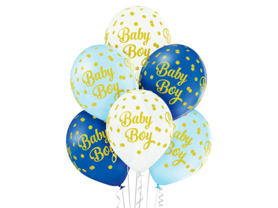 Ballons Baby Boy bleus et blancs 6 pcs