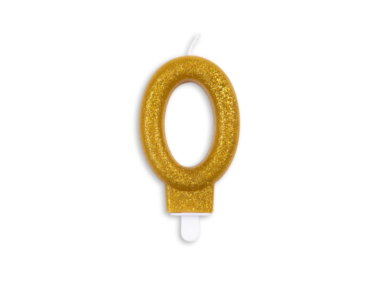 Number candle glitter gold nr. 0