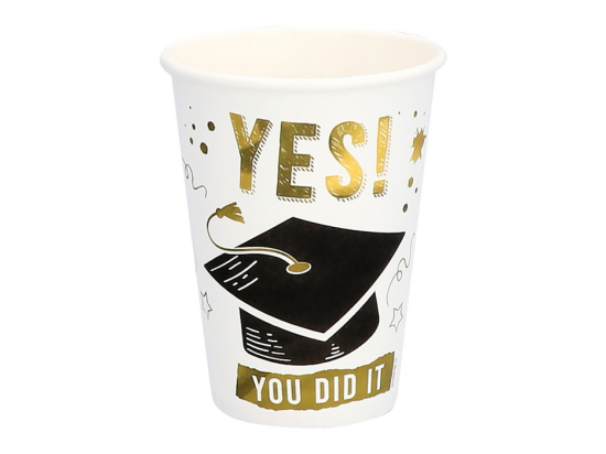 Set 8 Gobelets en papier 'YES! YOU DID IT' (21 cl)