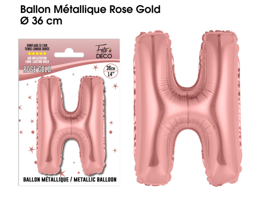 Ballon métallique Rose Gold Lettres et Symboles - Toutes les lettres, le # et le & : H