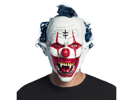 Pc. Masque tête latex Vampire clown avec cheveux