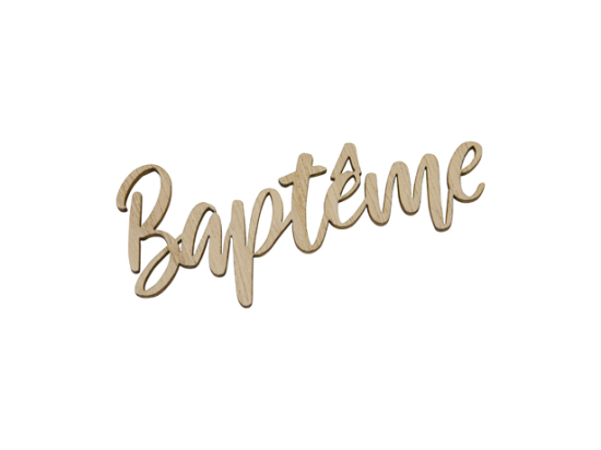 Déco à parsemer "Baptême" en bois naturel