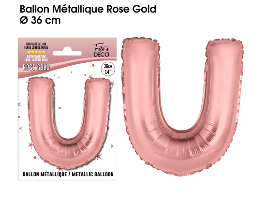 Ballon métallique Rose Gold Lettres et Symboles - Toutes les lettres, le # et le & : U