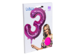 Ballon en aluminium '3' rose