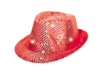 Chapeau Trilby Rouge avec Lampes LED et Paillettes