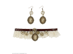 RAS DE COU EN DENTELLE ET EMBOUTS CAMEO STEAMPUNK