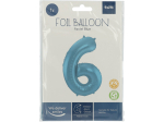 Ballon aluminium Chiffre 6 Bleu Pastel Mate Métallique - 86 cm