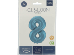 Ballon aluminium Chiffre 8 Bleu Pastel Mate Métallique - 86 cm