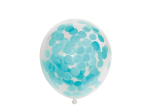 Ballon Transparent - Confetti Bleu Pastel