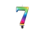 Number candle metallic rainbow nr. 7