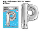 Ballon métallique Argent Lettres et Symboles - Toutes les lettres, le # et le & : P