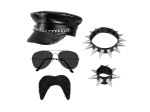Set Rocker (casquette, lunettes party, collier, bracelet et moustache)
