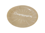 Assiette en carton "Communion" effet kraft impression blanc