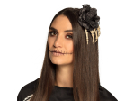 Barrette Cheveux Main de Squelette avec Rose Noire