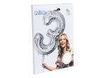 Ballon en aluminium '3' argent