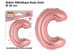 Ballon métallique Rose Gold Lettres et Symboles - Toutes les lettres, le # et le & : C