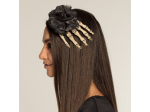 Barrette Cheveux Main de Squelette avec Rose Noire