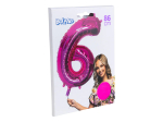 Ballon en aluminium '6' rose