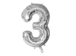 Ballon en aluminium '3' argent