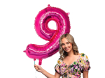 Ballon en aluminium '9' rose