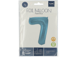 Ballon aluminium Chiffre 7 Bleu Pastel Mate Métallique - 86 cm