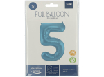 Ballon aluminium Chiffre 5 Bleu Pastel Mate Métallique - 86 cm