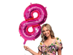 Ballon en aluminium '8' rose