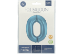 Ballon aluminium Chiffre 0 Bleu Pastel Mate Métallique - 86 cm