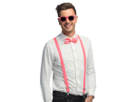 Set d'accessoires Neon rose (lunettes party, noeud papillon et bretelles)