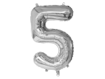 Ballon en aluminium '5' argent