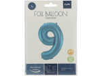 Ballon aluminium Chiffre 9 Bleu Pastel Mate Métallique - 86 cm