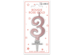 Bougie Métallique Rose Gold - Tous les chiffres : 3