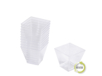 SET DE 25 VERRINES EN PLASTIQUE REUTILISABLE CARRE 60ML TRANSPARENT