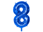 Ballon en aluminium '8' bleu