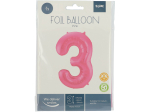 Ballon Chiffre 3 Rose Mat 86cm