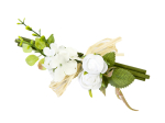 Fagot bois avec boutons de rose fleurettes feuillage - blanc